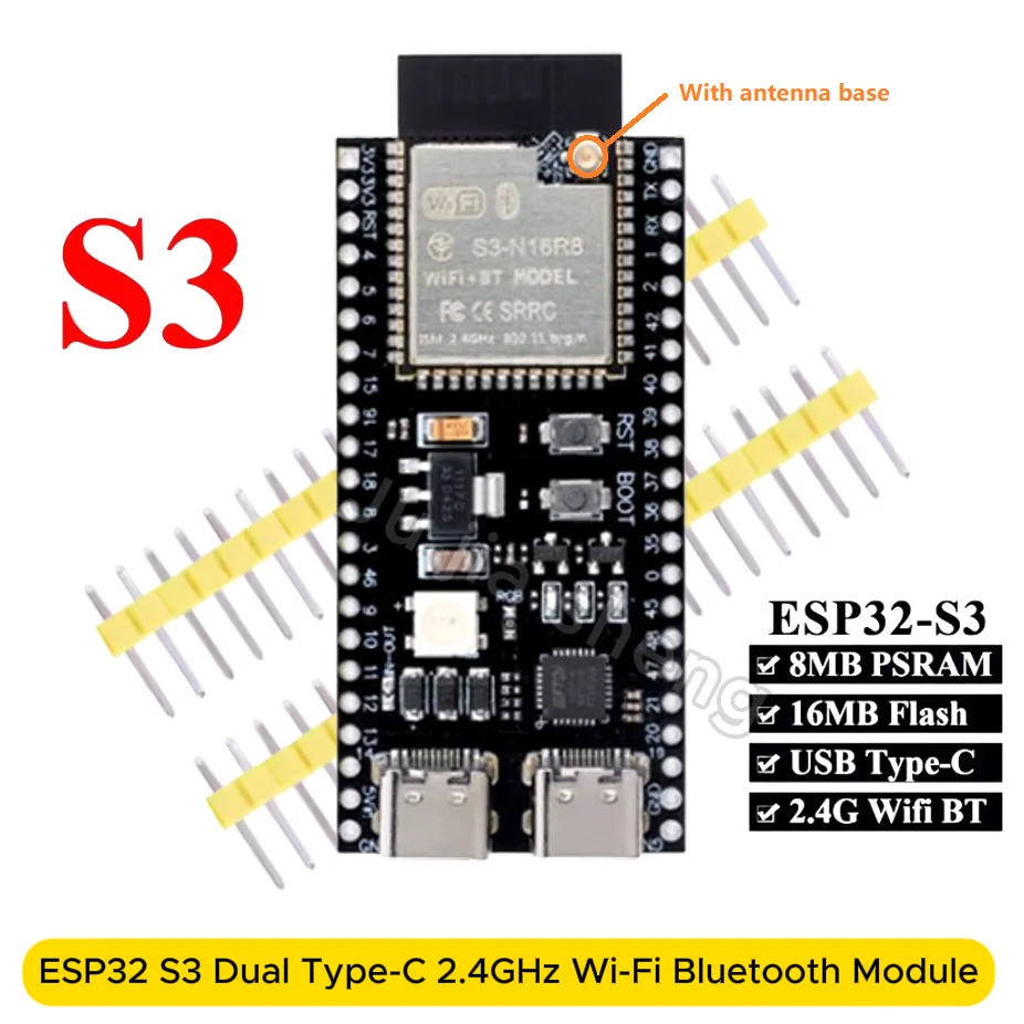 ESP32-S3 Dual Type-C Development Board Module N16R8 N8R8 Antenna Base and ESP32 S3 44-Pin Expansion Board Combination Kit