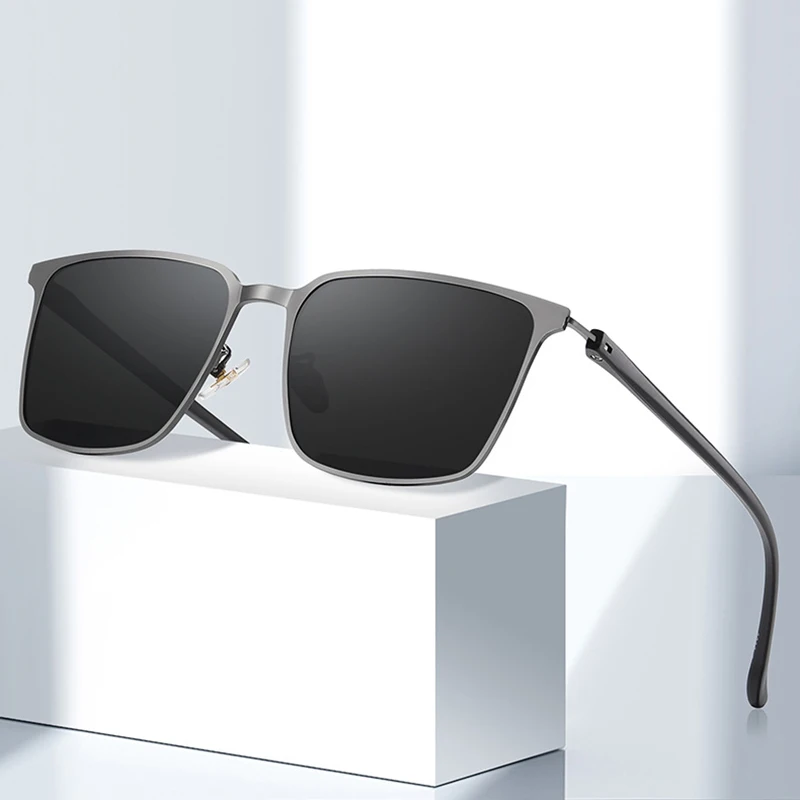 Ultra Licht Edelstahl Polarisierte Sonnenbrille Männer Hohe Qualität Metall Quadrat Männliche Sonnenbrille Mode Sommer Driving Shades UV400 – Detail 1