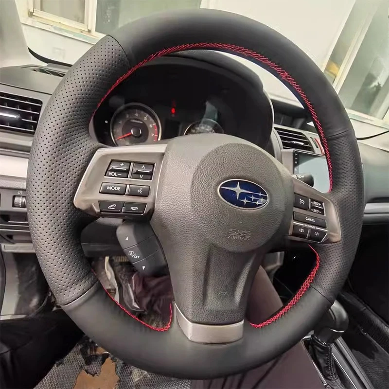 

Для Subaru Forester 2013-2015 Legacy 2013-2014 Нескользящий чехол на руль из натуральной кожи с ручной прошивкой