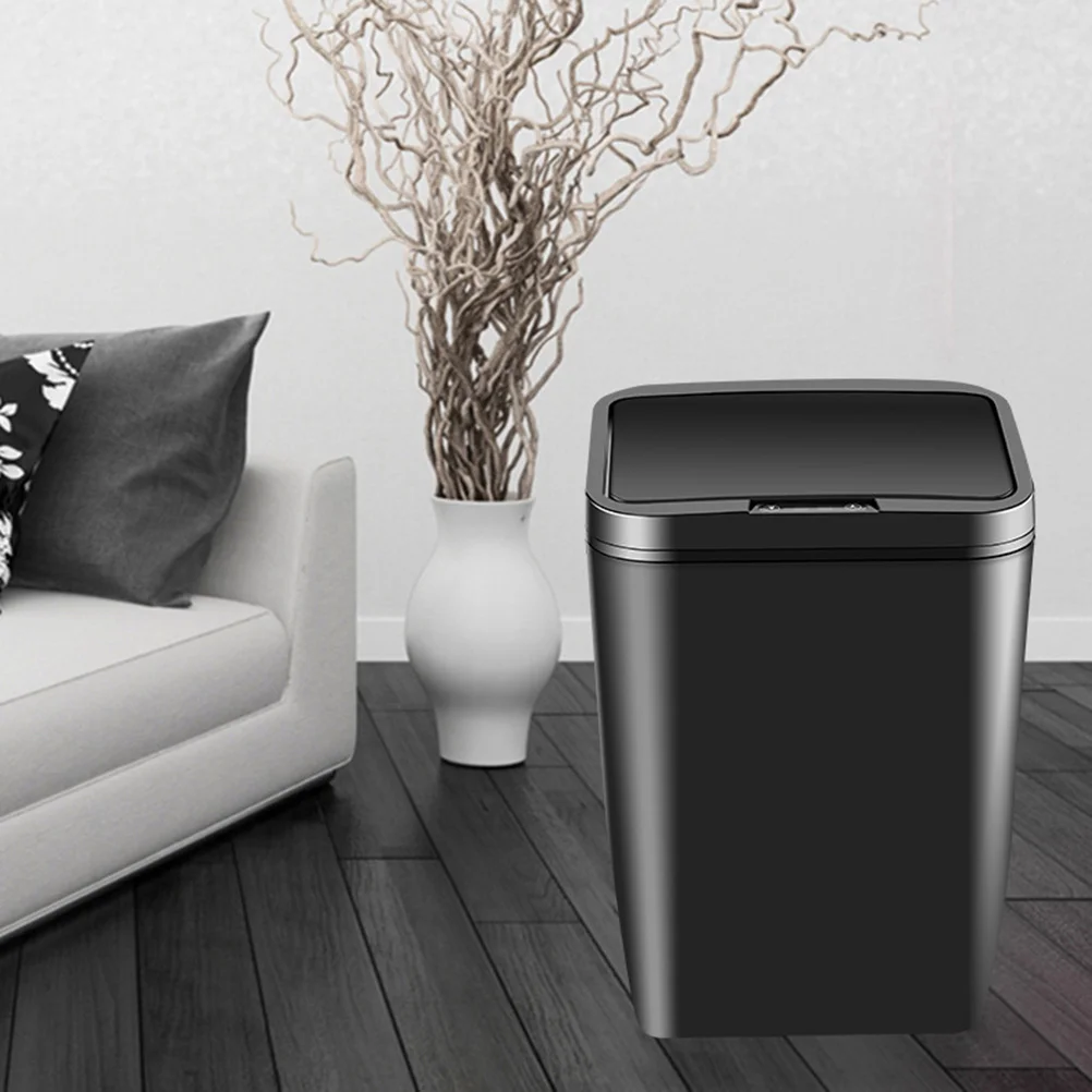 

Inductive Trash Can Trash Bin Automatic Smart Sensor Kitchen Bathroom Rubbish Bin Garbage Can Waste Bin without (Black)