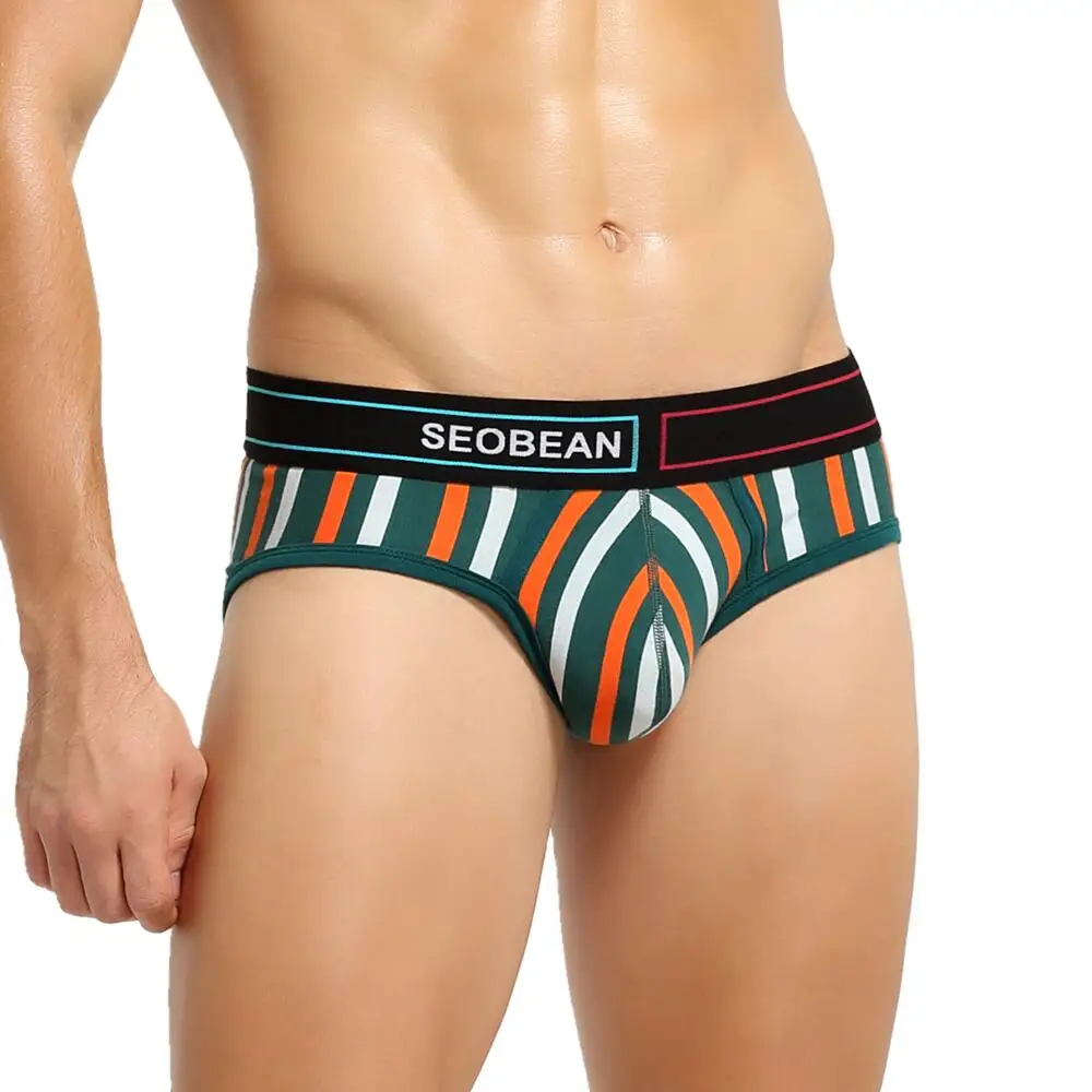 2022 New Arrivals SEOBEAN men\'s briefs cotton stripe underwear sexy male underwear briefs panties