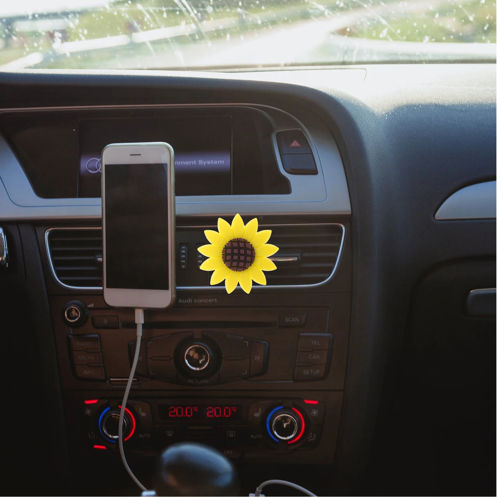 4 قطع من مشبك ناشر الروائح العلاجية للسيارة، زينة عباد الشمس، هدية متينة وخفيفة الوزن للحماية من الخدوش