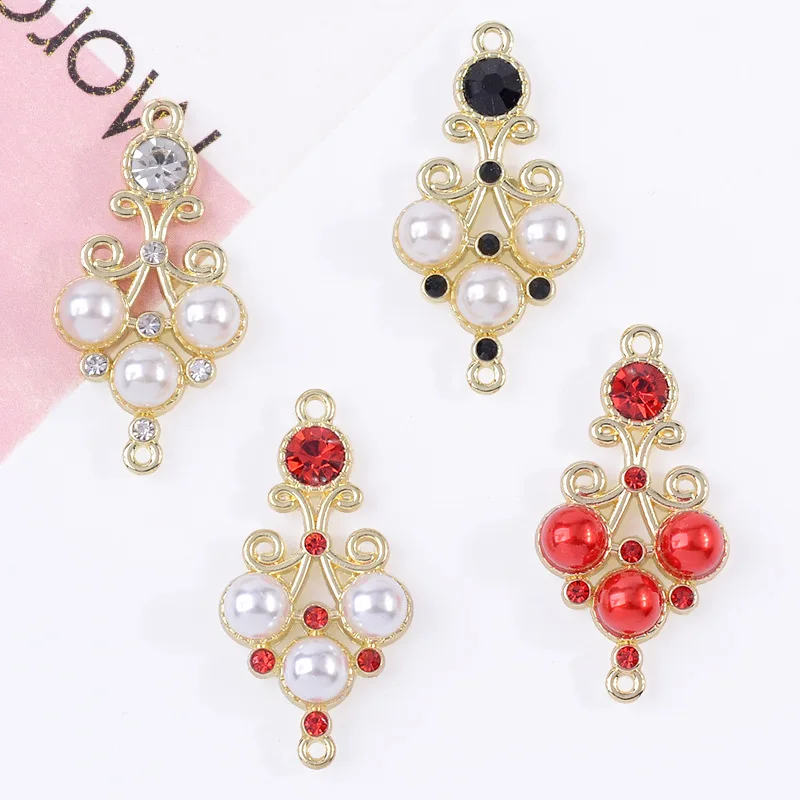 

100Pcs sets of simple antique DIY earrings, fan fringed double hanging pearl belt, crystal accessories, pendant, spot wholesale