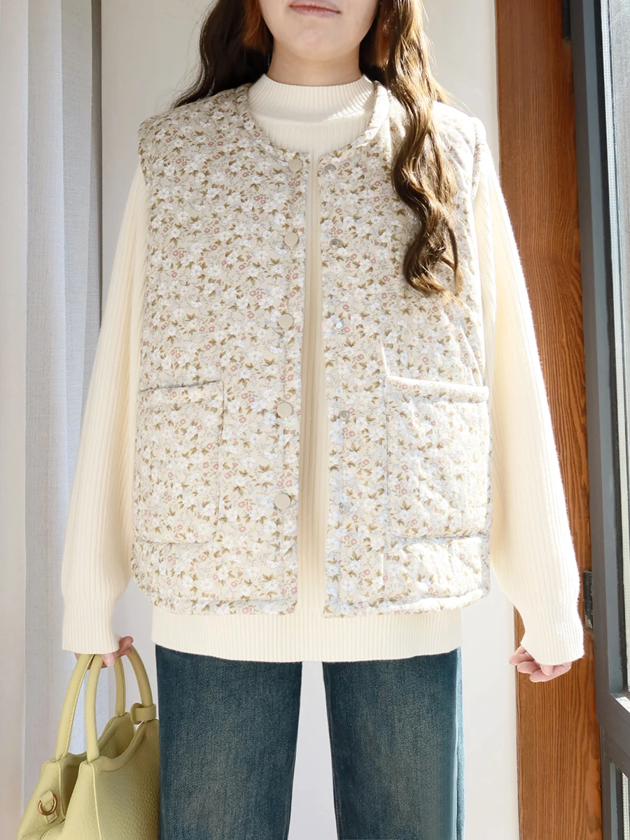 

Хлопковый жилет больших размеров с цветочной вышивкой, женская тонкая хлопковая внутренняя одежда, осенне-зимняя верхняя одежда, модный художественный жилет