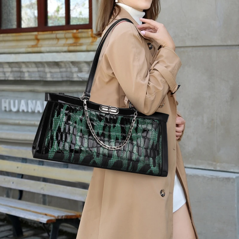 

Женская сумка из натуральной яловой кожи с каменным узором, высококачественная, вместительная, сумка для хранения подмышками на одно плечо.