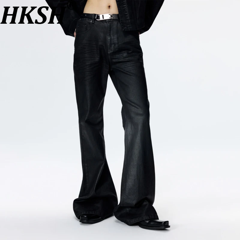 

HKSH Spring Autumn New Man High-End Niche Batik Pleated Punk Flared Jeans Trendy Vintage Y2K Casual Fashion Denim Pants HK13471