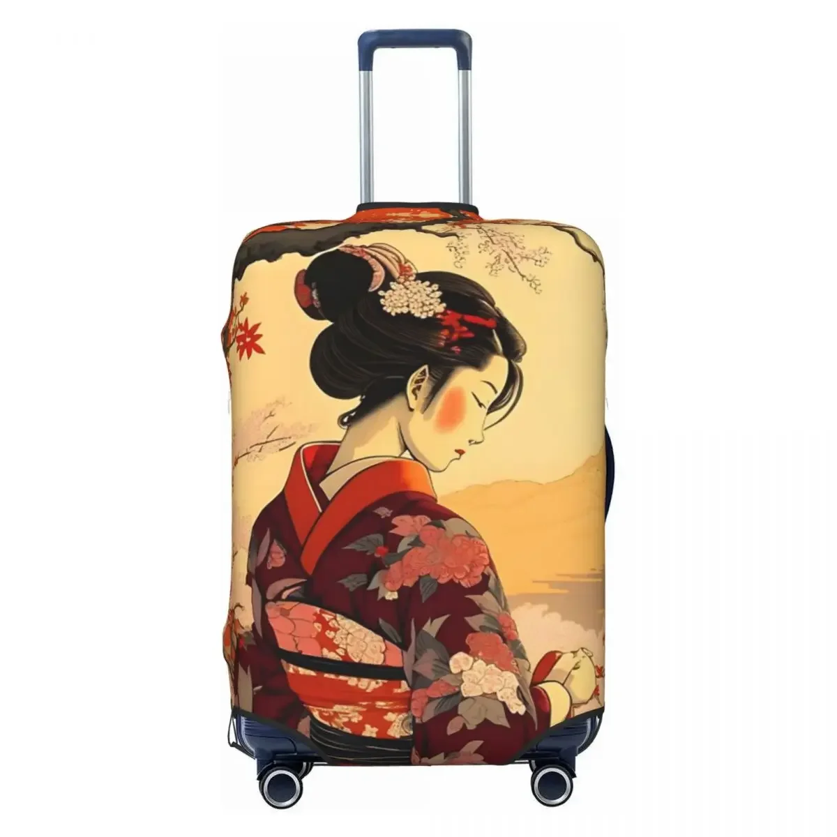 Japanese Geisha Art Print Luggage Protective Dust Covers Elastic Waterproof 18-32inch Suitcase Cover Travel Accessories