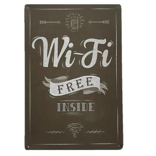 Free Wi-Fi Tin Sign  - Petrol Oil Garage Man Cave --Tin Sign