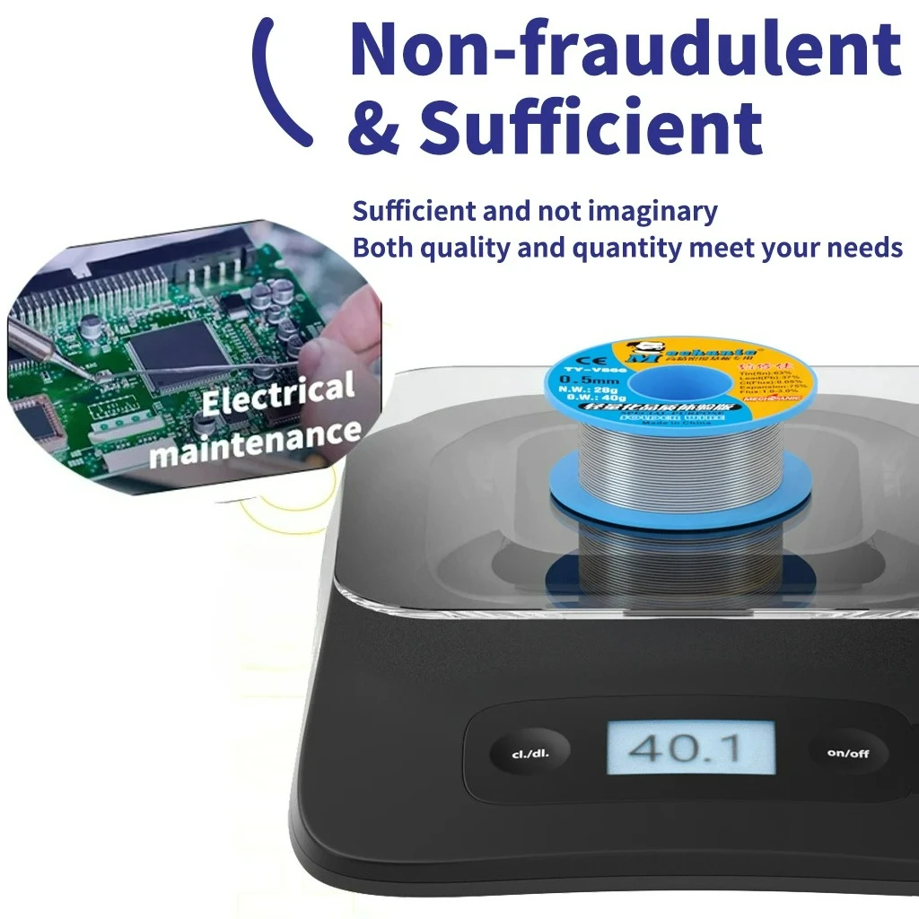 لـ TY-V866 40 جرام صنبور خفيف 270 ℃   نقطة انصهار 0.2-0.8 مللي متر سلك لحام بيئي عالي النقاء كابل حديد تدفق