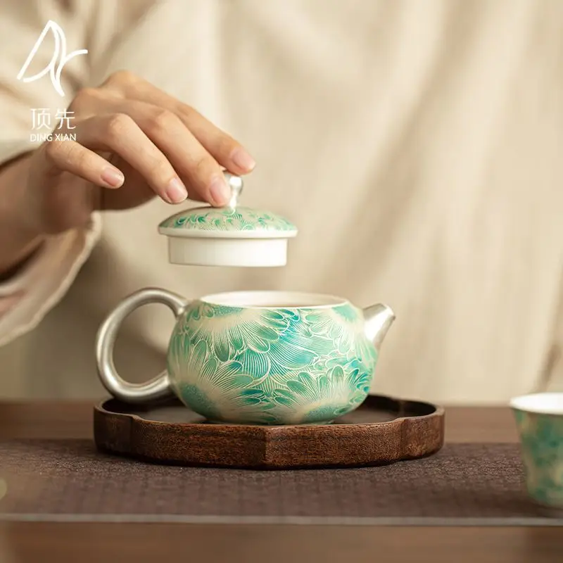 

Silver-Plated Daisy-Shaped Yagashi Jade Plain-Fired Xishi Teapot Small For Home Use Gift-Giving Ceramic Tea Set With One Pot