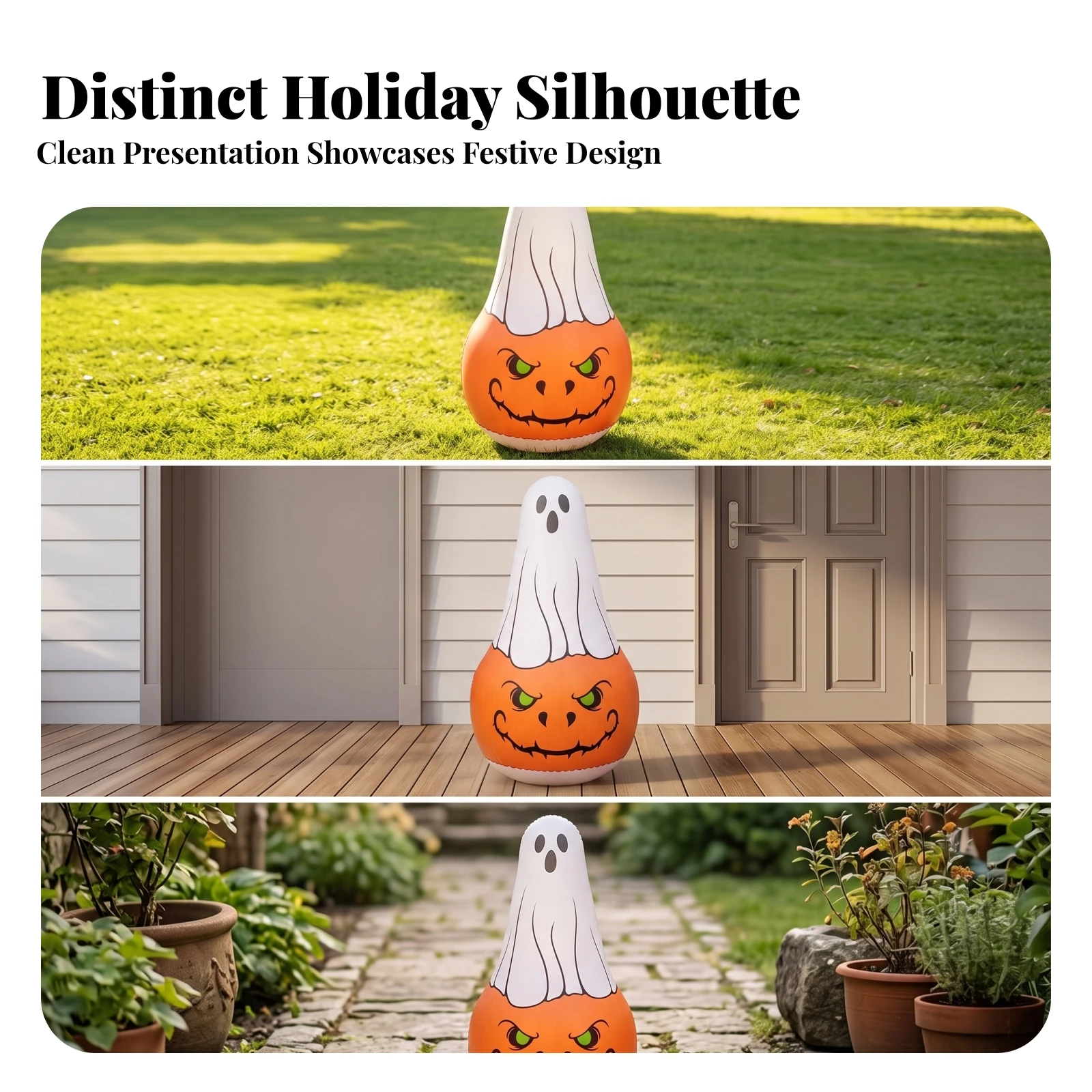 Inflatable Ghost Halloween Fantasma Inflable Inflatable Pumpkin Upright Decoración Inflable Con Calabaza Exterior for Families