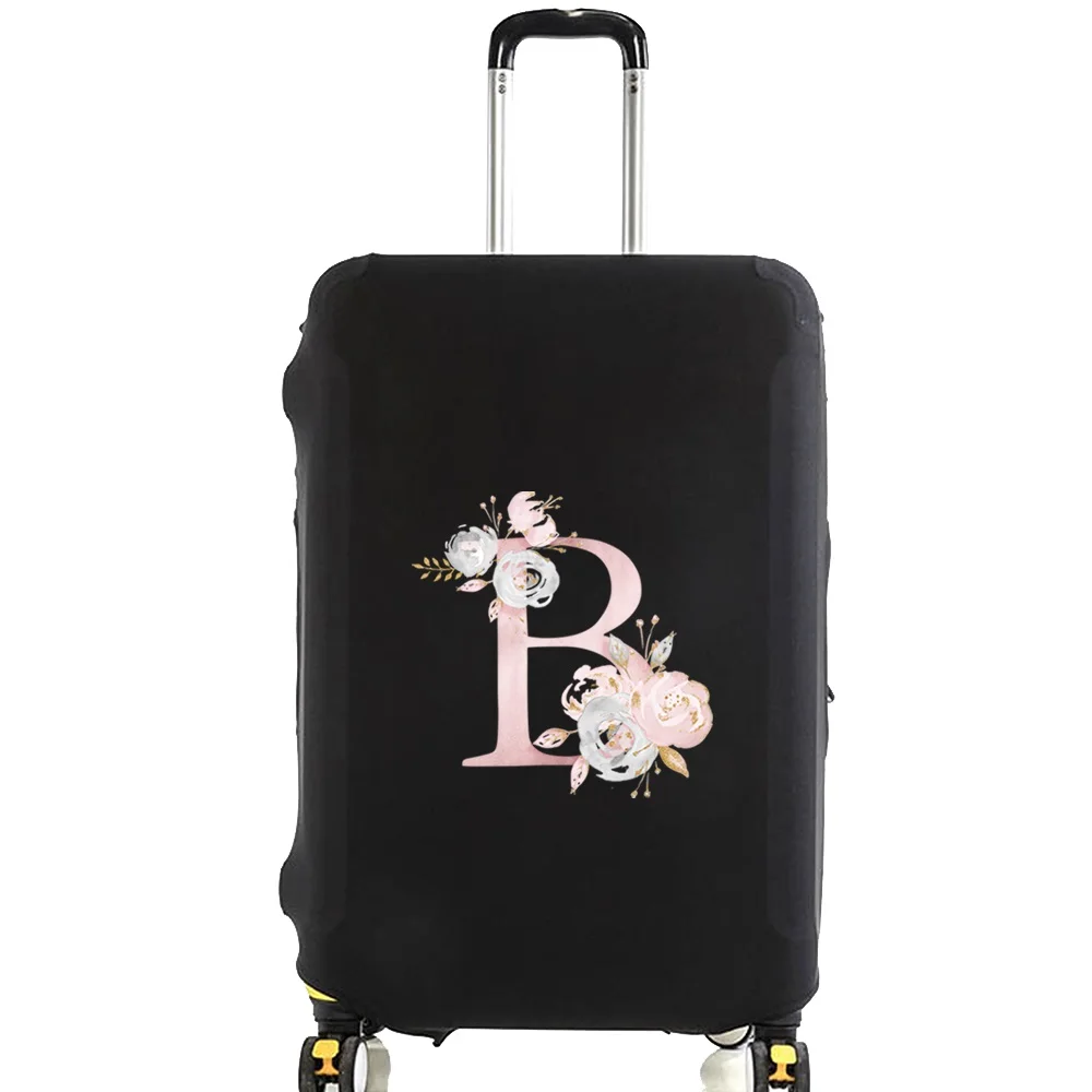 Pink Flower Letter Apply To 18-28 Inch Suitcase Protective Cover Elastic Luggage Protector Trolley Dust Cover Travel Accessories