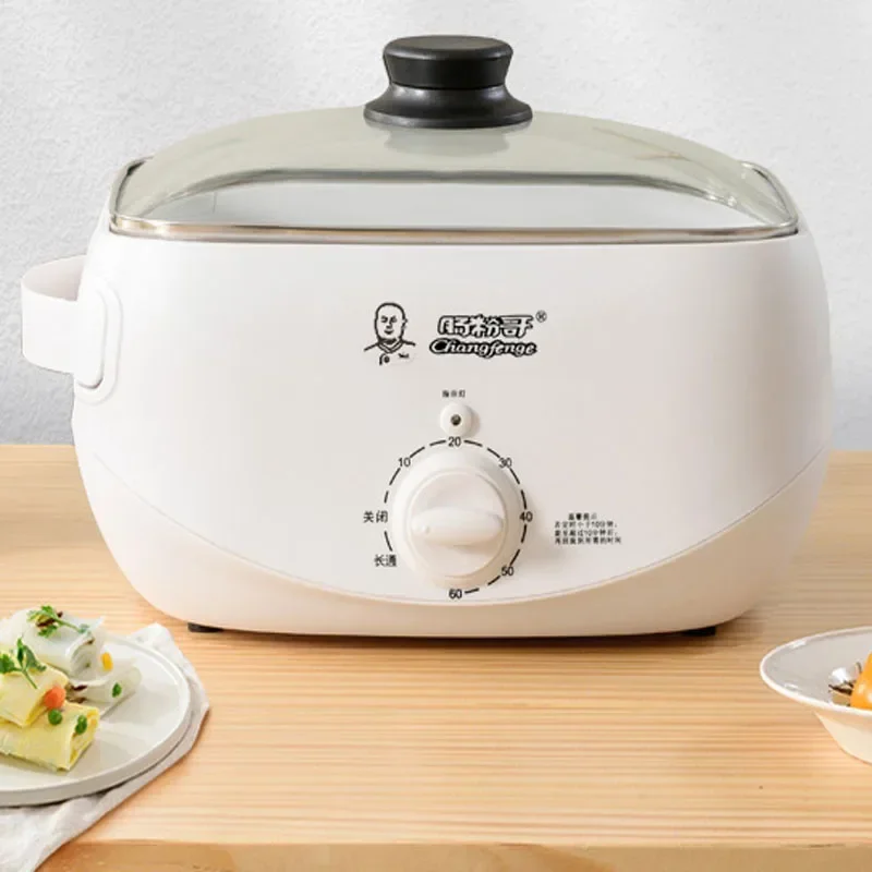 เครื่องนึ่งเส้นก๋วยเตี๋ยวขนาดเล็กอเนกประสงค์สำหรับครัวเรือนเครื่องทำอาหารเช้าแบบลิ้นชักขนาดเล็กสีแดงนึ่งไฟฟ้า