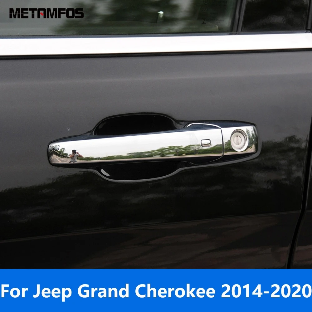 For Jeep Grand Cherokee 2011-2018 2019 2020 Chrome Side Door Handle Cover Trim Protection Cap Exterior Accessories Car Styling