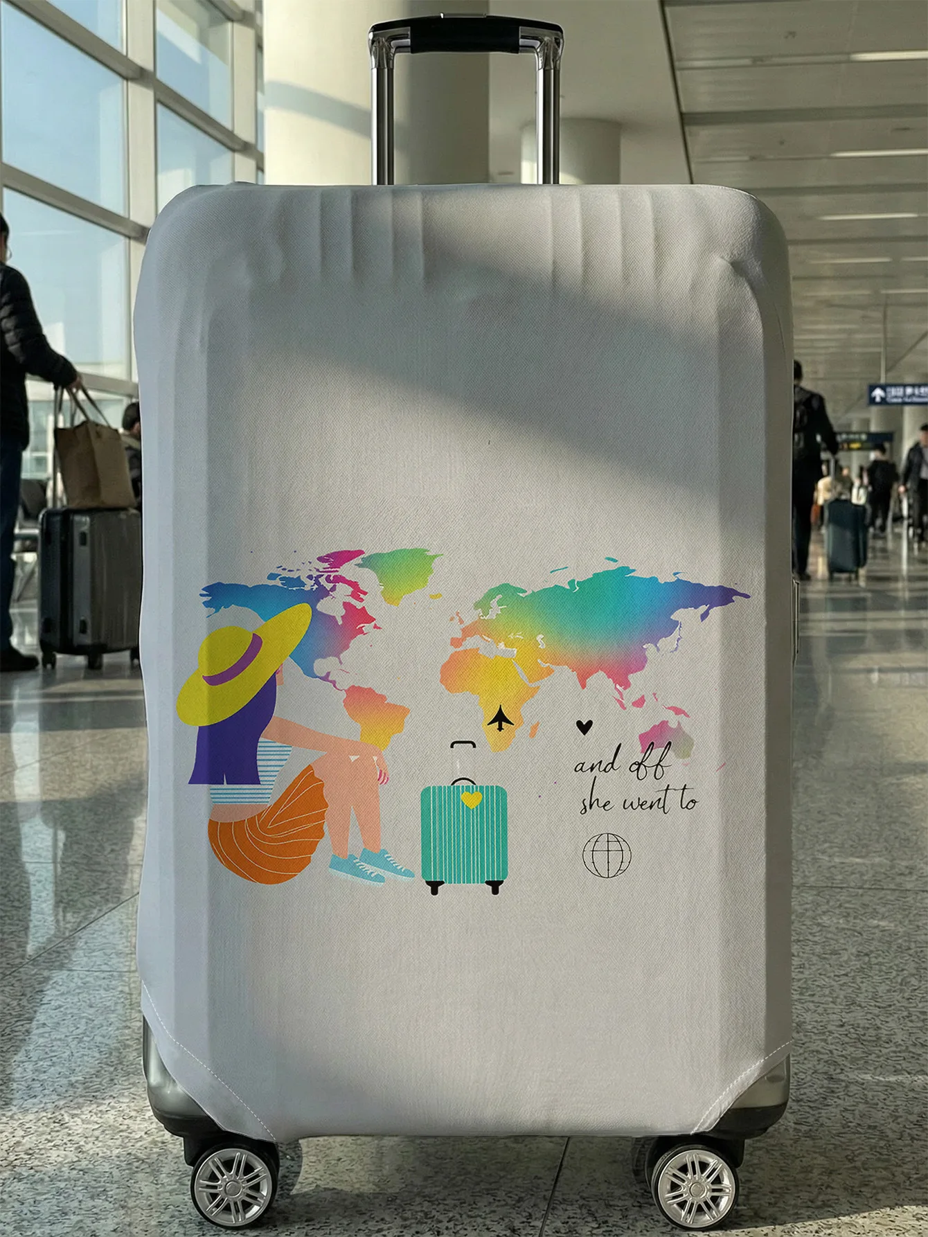 

Защитный чехол для багажа Rainbow World Map Travel Girl, подходит для чемоданов 18-32 дюймов, чехлы для ручек чемоданов, перчатки для путешествий.