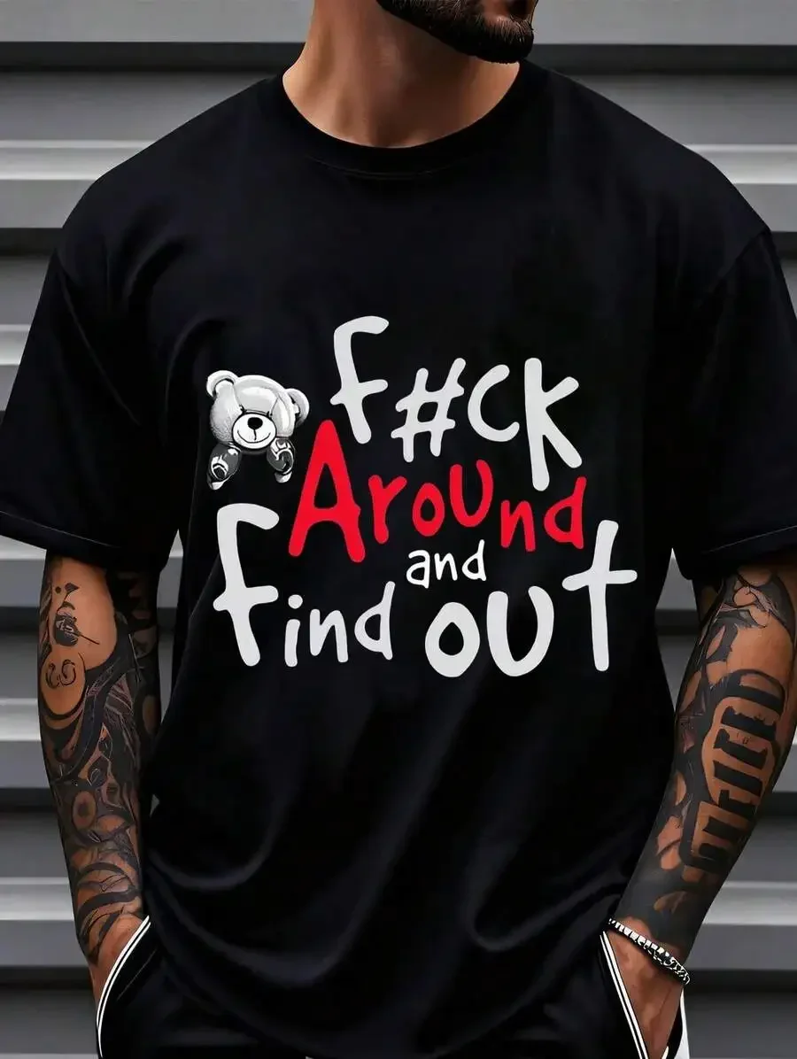 One Piece, 100% Cotton, High Street Cool And Stylish Versatile T-Shirt, Boxer Bear, Interesting And Exquisite Letter T-Shirt, Me