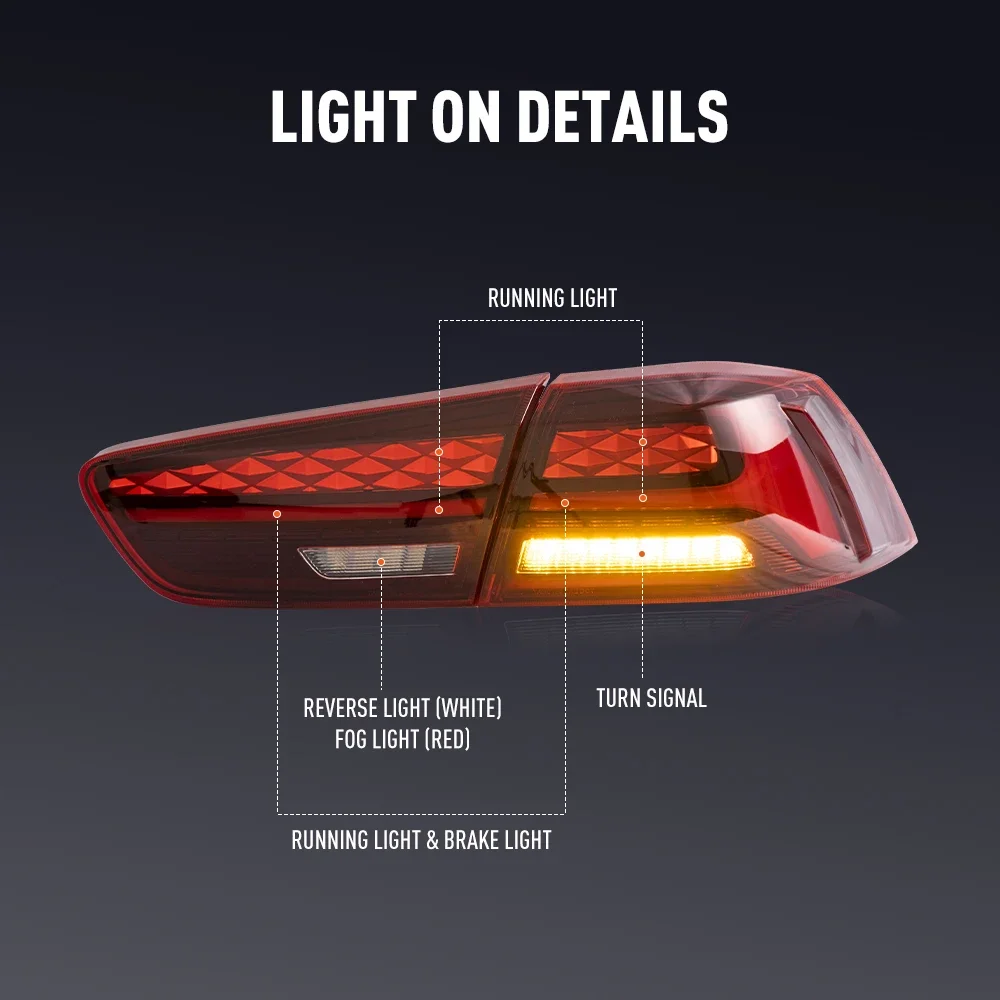 For Mitsubishi Lancer 2008-2016 LED Tail Lights DRL Reverse Brake Turning Signal Car Rear Tail Light Assembly Plug And Play