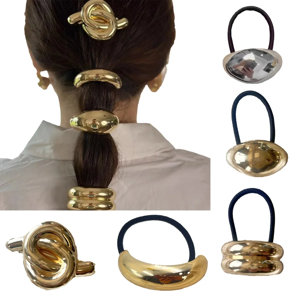 

Korean Girls High Ponytail Women Hair Accessories U-shaped Metal Hair Bands Ropes Headband Elastic Scrunchies Hairband Tools