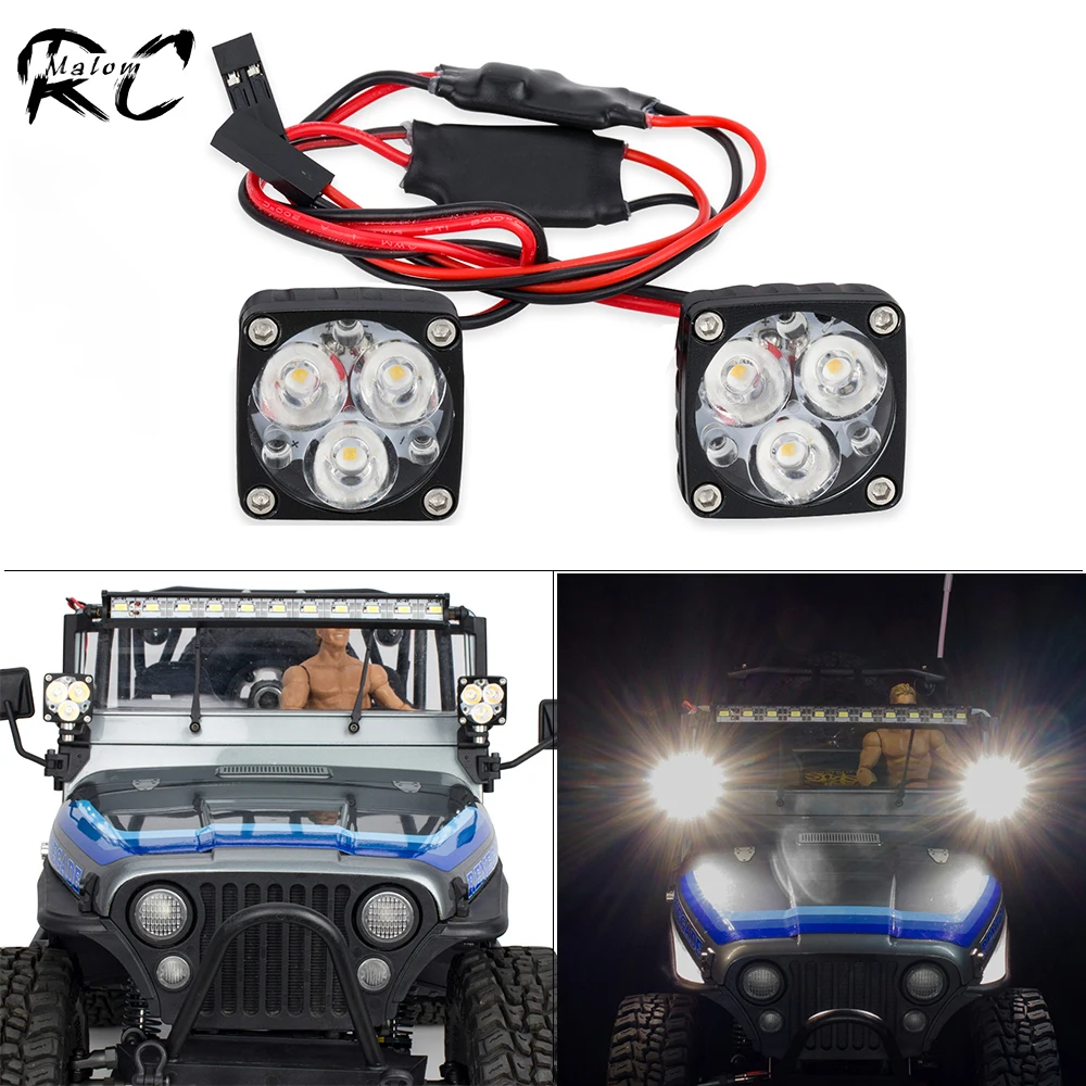 

21x21mm Square A-Pillar LED Light for 1/10 1/8 RC Crawlers, 5-8.4V Super Bright CNC Lamp for Axial SCX6 TRX4 Wraith