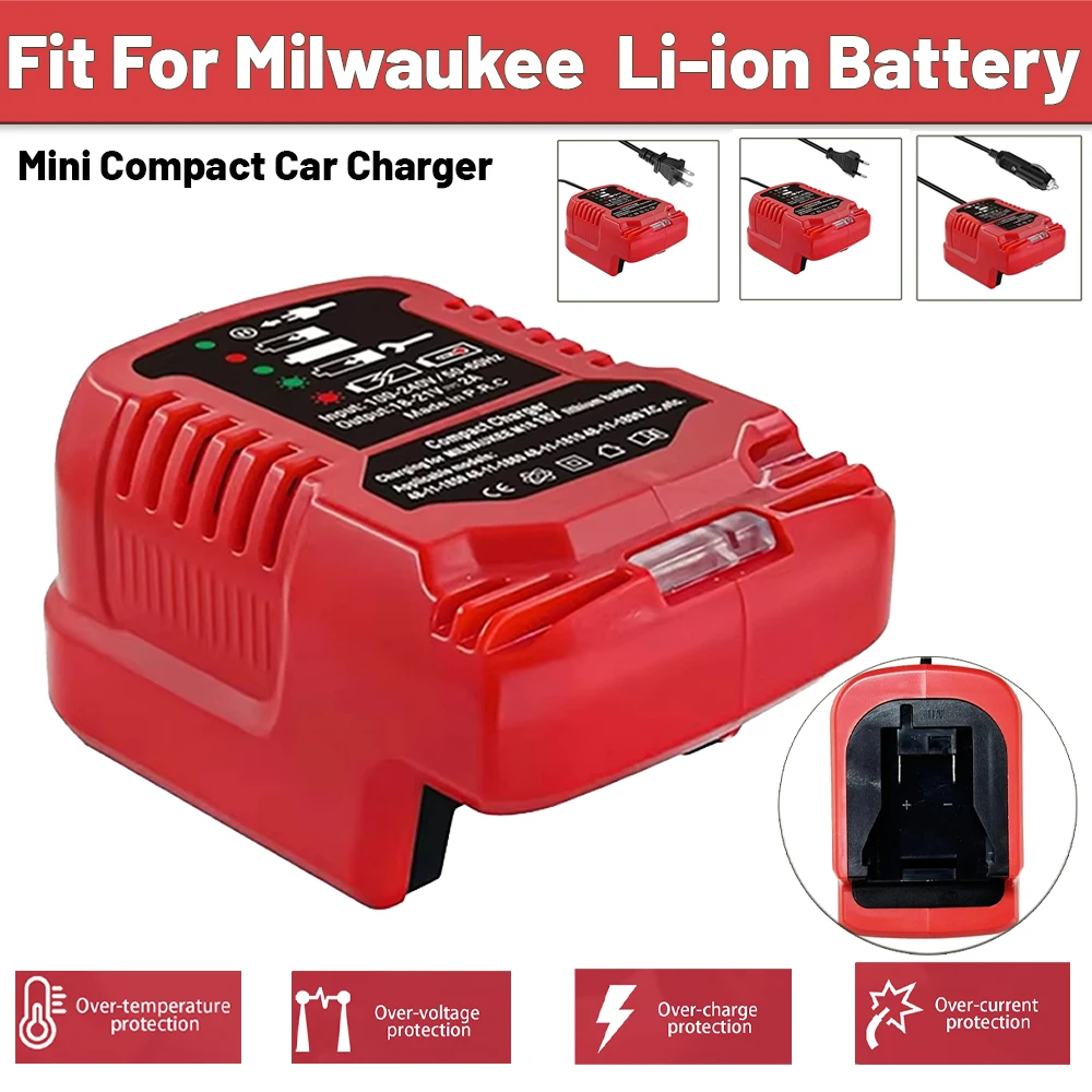 

Portable Mini Battery Charger Car Charger for Milwaukee 18V Lithium Battery 48-11-1820 48-11-1828 48-11-1830 48-11-1835