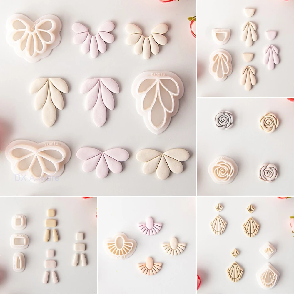 Soft Pottery Earrings Polymer Clay Mold Irregular Geometric Shape/Lotus Flower Clay Cutter DIY Jewelry Pendant Pottery Tools