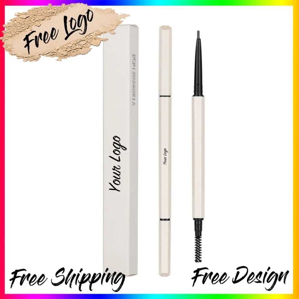 Vegan Waterproof Dual-Ended Ultra-Fine Eyebrow Pencil Private Label Smudge-Proof Auto Eyebrow Pen Makeup Custom Logo