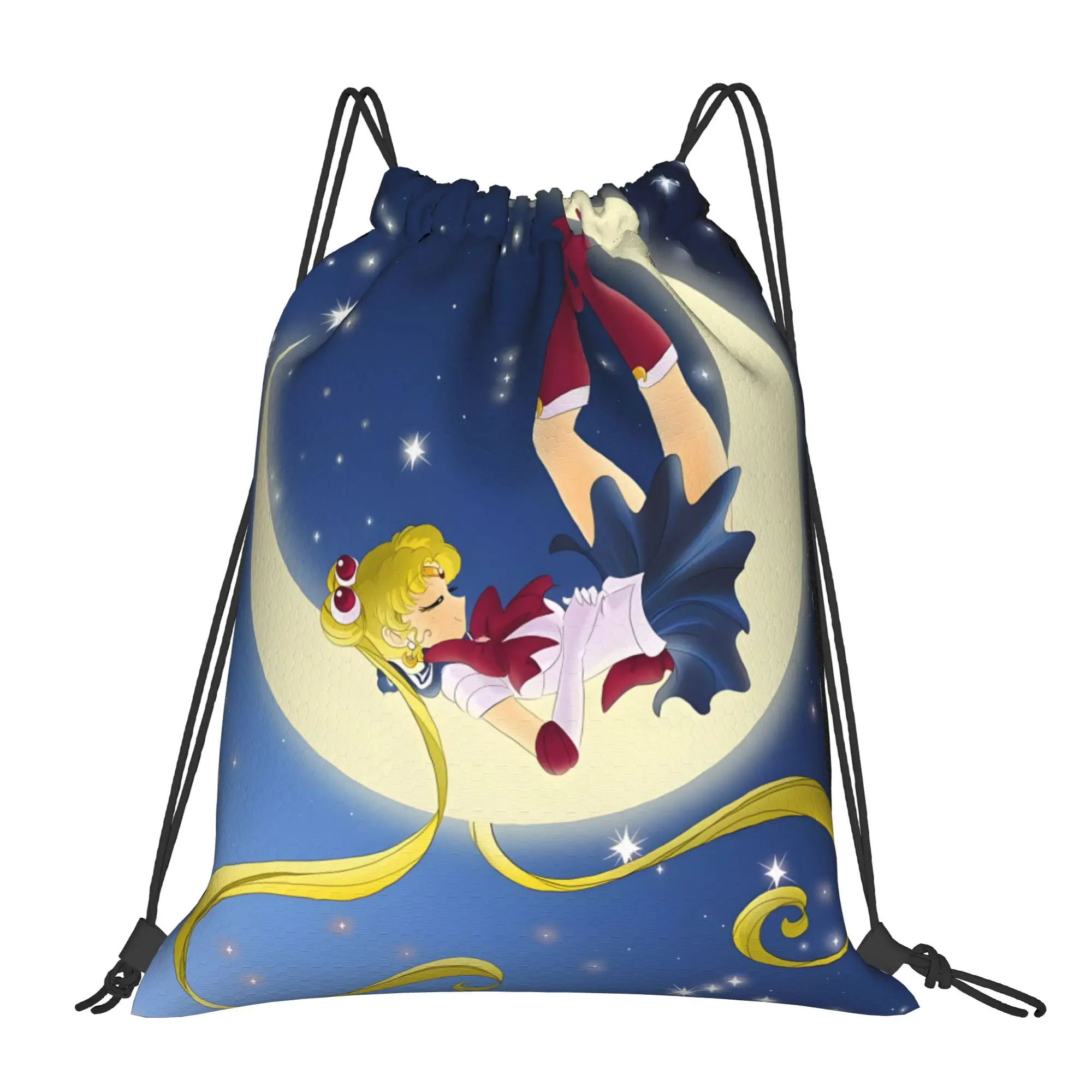 1 pc Usagi On The Moon Sailor Moon Portable Hiking Drawstring Bags Storage Backpacks