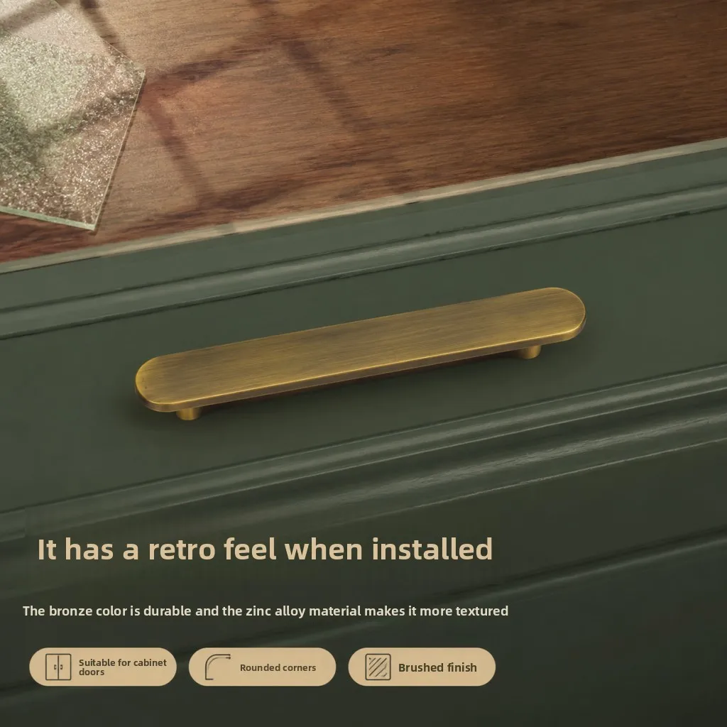Retro Brushed Zinc Alloy Cabinet Handles Antique Bronze Long Drawer Pulls Matching Hardware for Kitchen Cupboard Wardrobe