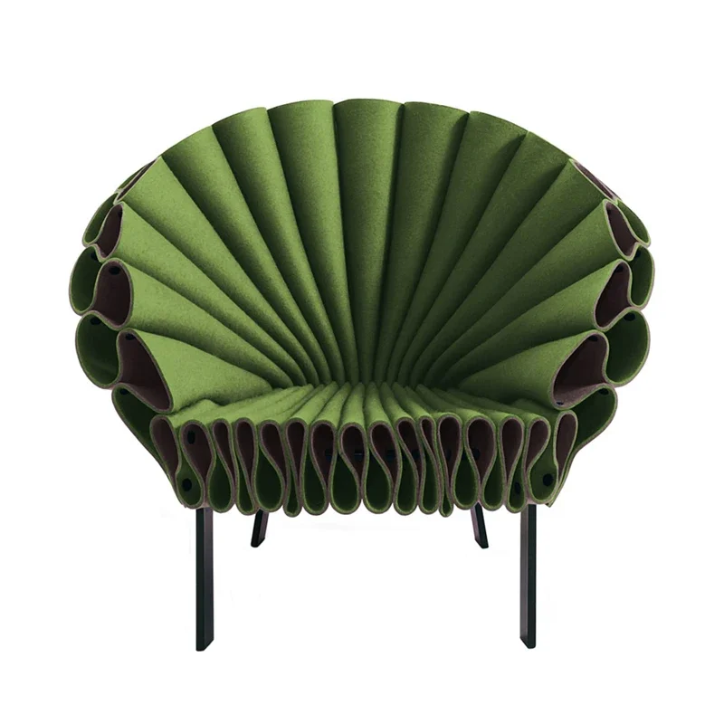 European style peacock single leisure chair saddle leather special-shaped living room balcony sofa chair