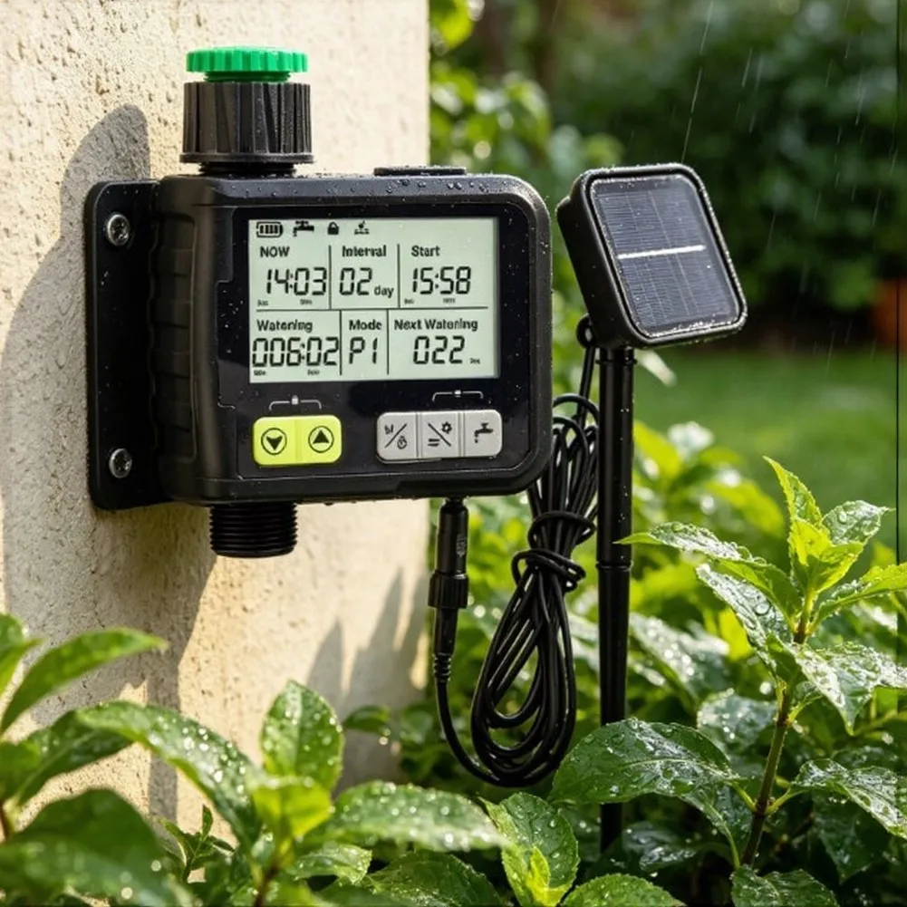 Efficient Solar Drip Irrigation Controller Featuring Rain Detection and 9 Programmable Timings for Garden Balcony Areas