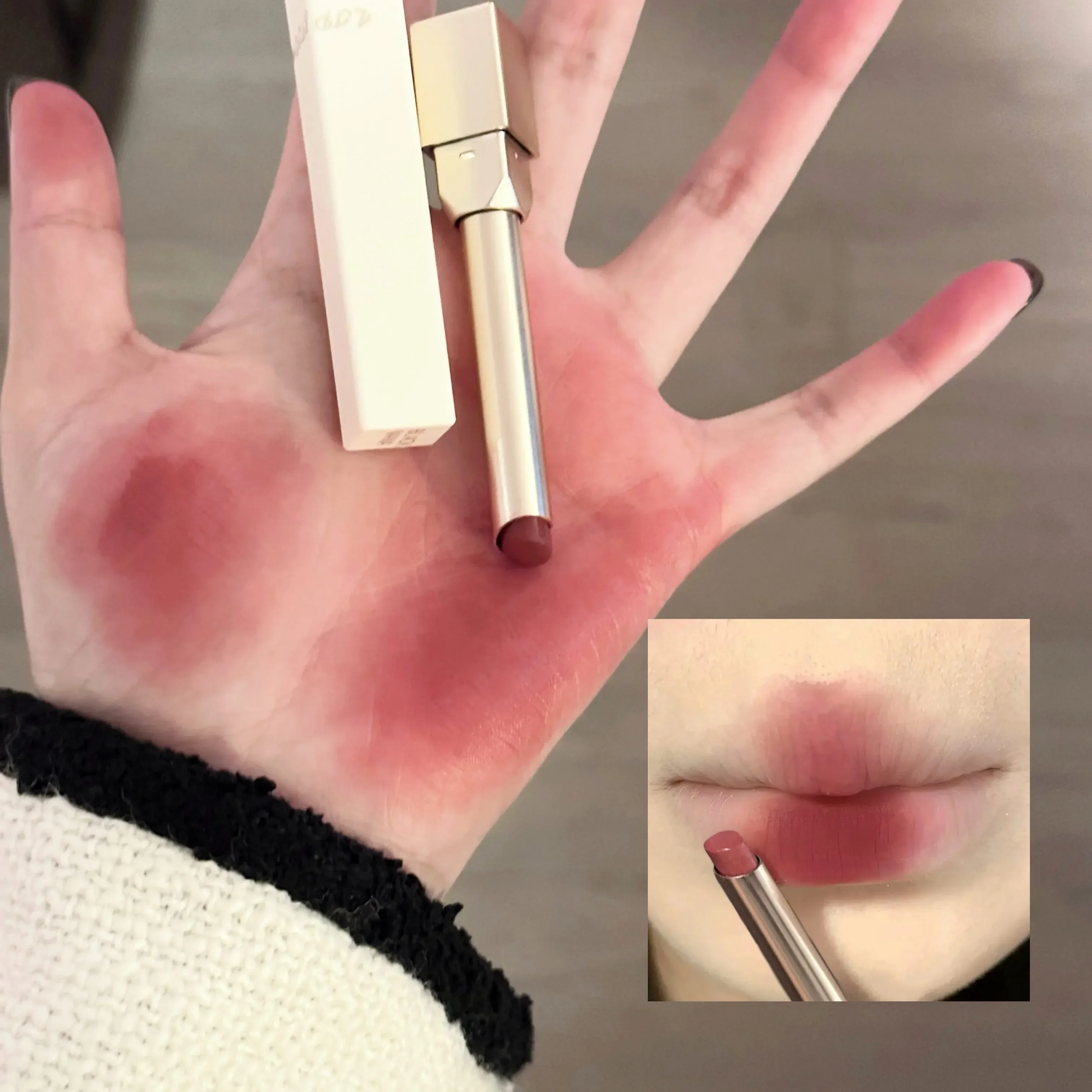 Heallor-lápiz labial de terciopelo de leche, tinte de labios rosa gris mate, tubo cuadrado, brillo de labios sólido, té rojo, lápiz de labios suave Natural, maquillaje largo, Lasti