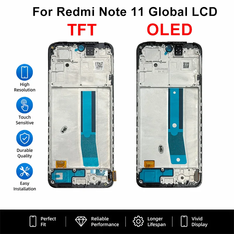 Pantalla OLED para Xiaomi Redmi Note 11 Global, Note 11 5G, ensamble con táctil y digitalizador, repuesto para Redmi Note 11 Pro 3