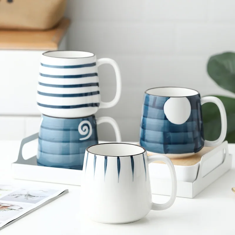 Large  500ml Ceramic Mugs Breakfast Drink Coffee Tea Milk Cups Office Kitchen Tableware Japanese Handpainted Mug Gifts