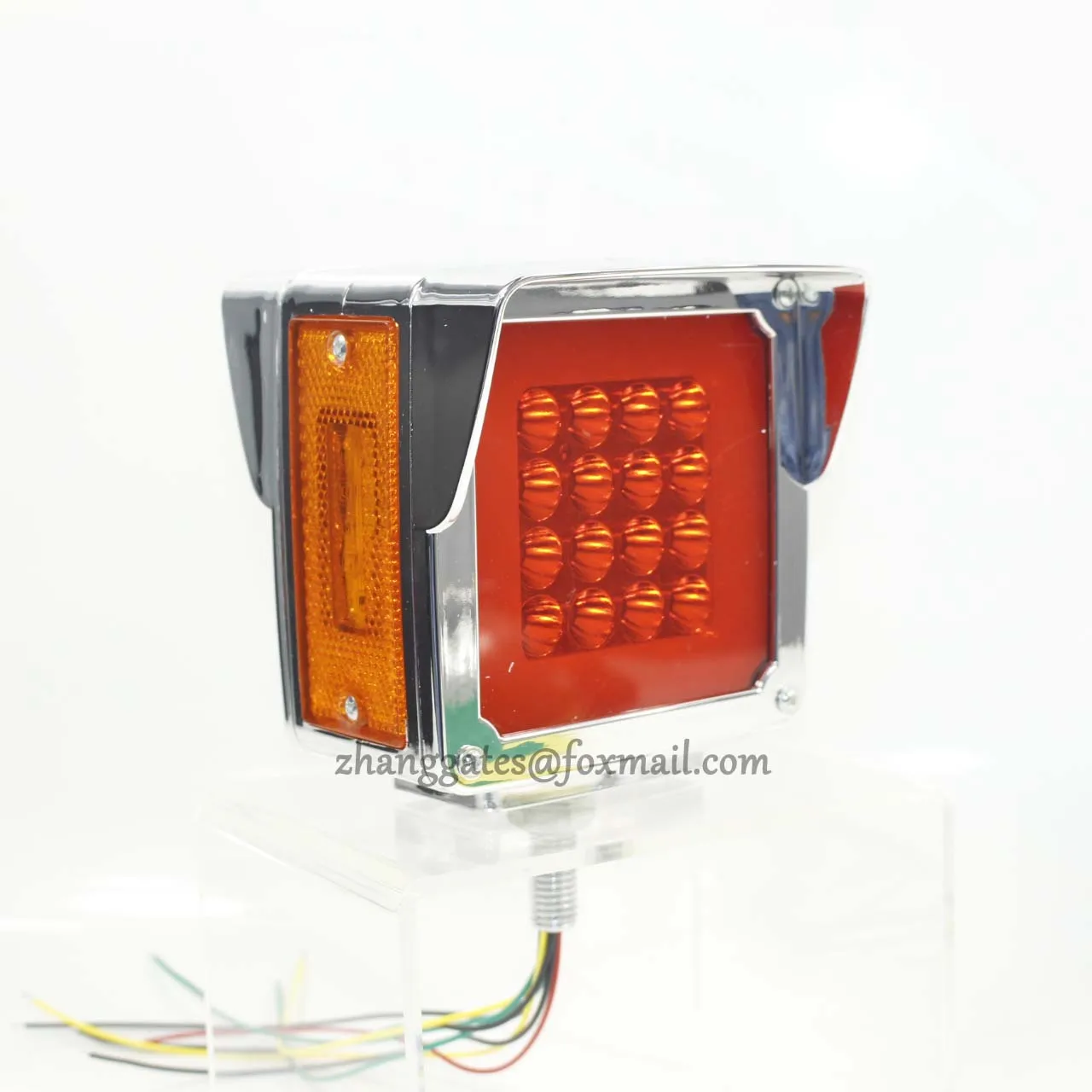 Pair Square 38-LED Truck Dual Face Stud Mount Amber/Red Brake/Signal/Tail Lights