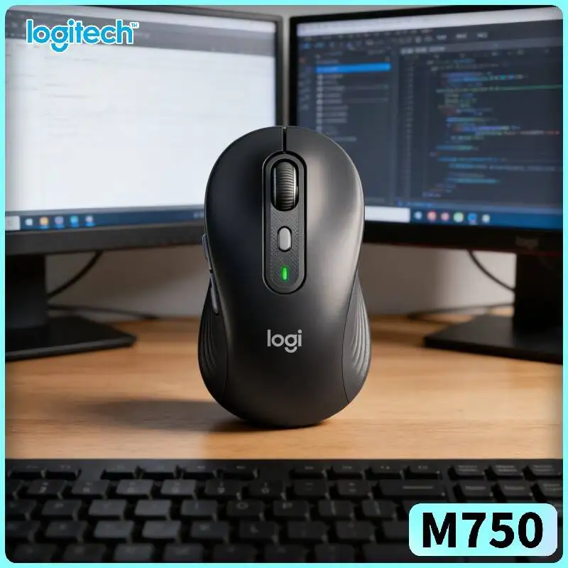 Ergonomic M750 Silent Mouse - 4000 DPI, Custom Side Buttons, 3-Device Switch, 24-Month Battery, Lightweight, Home Office Pick