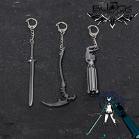 Anime BLACK ROCK SHOOTER Weapon Keychain Dead Master Scythe Black Rock Cannon Metal Model Keyring For Fans Cosplay Collect Gift