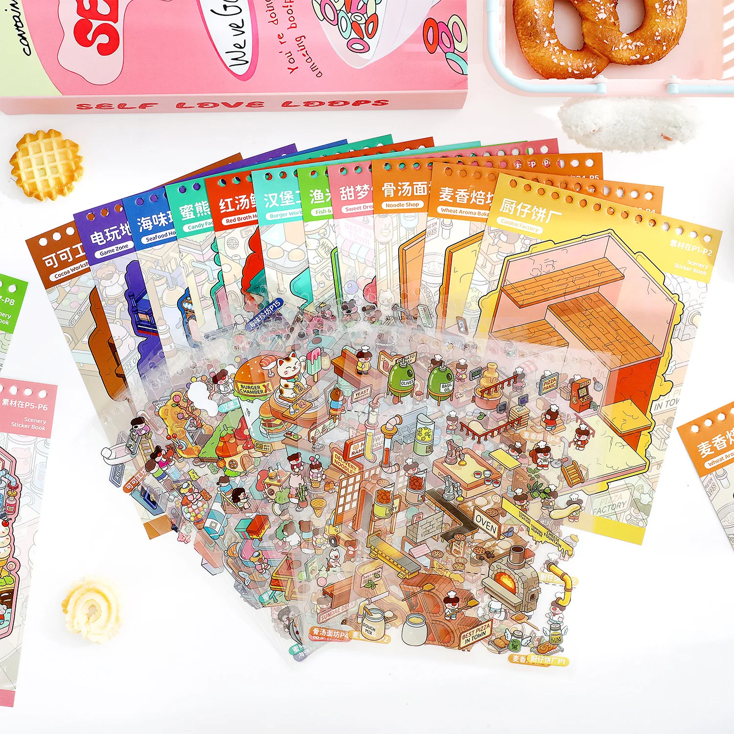 32pcs Wonderland Sticker Book Mini Build Scene Building for Kids 3D Dimensional Decals Creative Craft Supplies