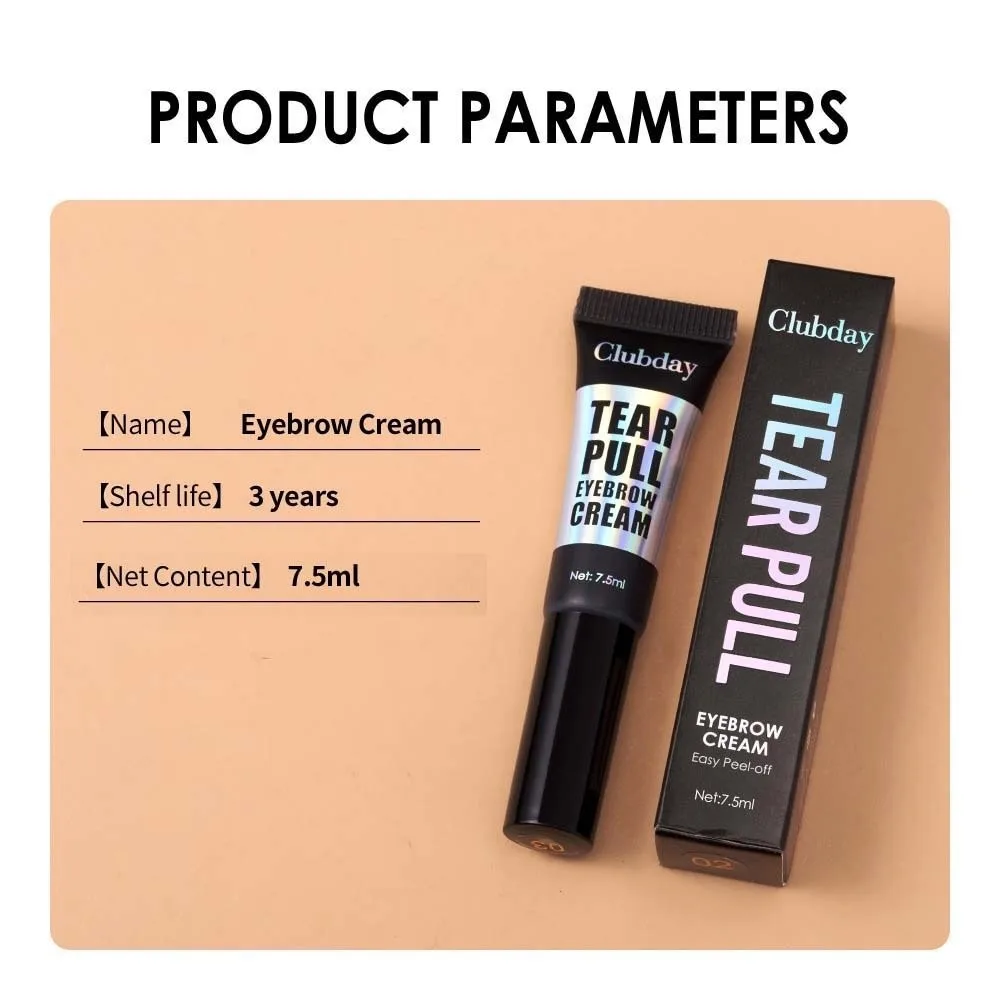 Crema per sopracciglia staccabile portatile a lunga durata 7.5ML Trucco Strappo Gel per sopracciglia Olio Cosmetici per sopracciglia ad asciugatura rapida Matrimonio