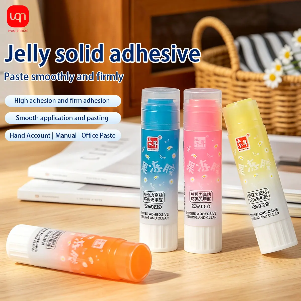 Colorful Jelly Solid Glue Stick Formaldehyde‑Free High Viscosity Adhesive Glue for Student Hand Account DIY Craft Office Station