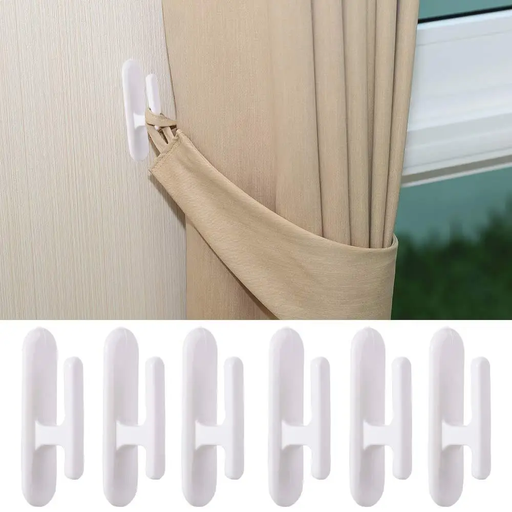 

Easy Cord Management White Curtain Hooks Plastic L-Shaped Adhesive Hook Convenient Blind Cord Holders Kindergarten