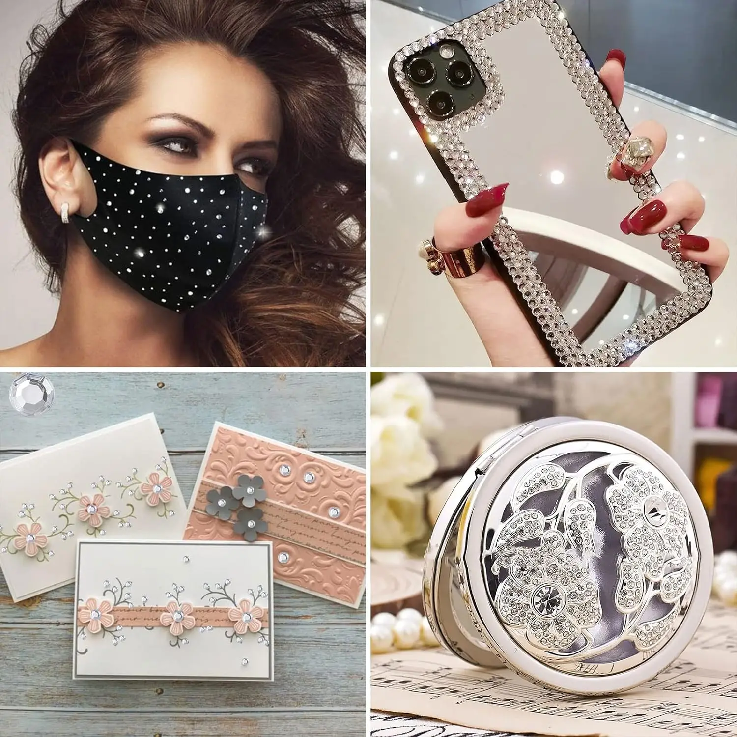 3108 Pcs Rhinestone Stickers, Clear Self Adhesive Gems for Face Hair Makeup, Assorted Sizes Bling Jewel Stickers for Crafts - view 6