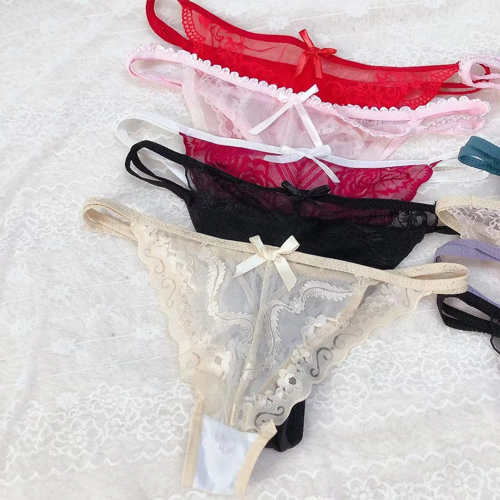 Трусы, трусы, мужское нижнее белье, женские сексуальные кружевные сетчатые стринги, хлопковые трусы с низкой посадкой, нижнее белье