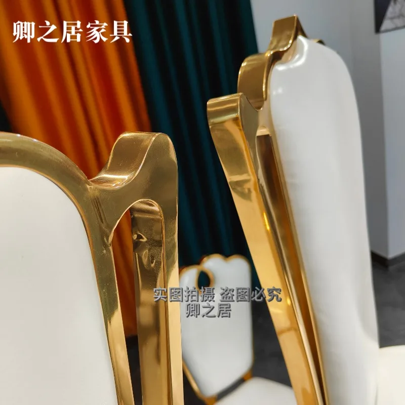 Light luxury stainless steel microfiber leather high-end hotel dining chair post-modern simple fashion home gold luxury dining c
