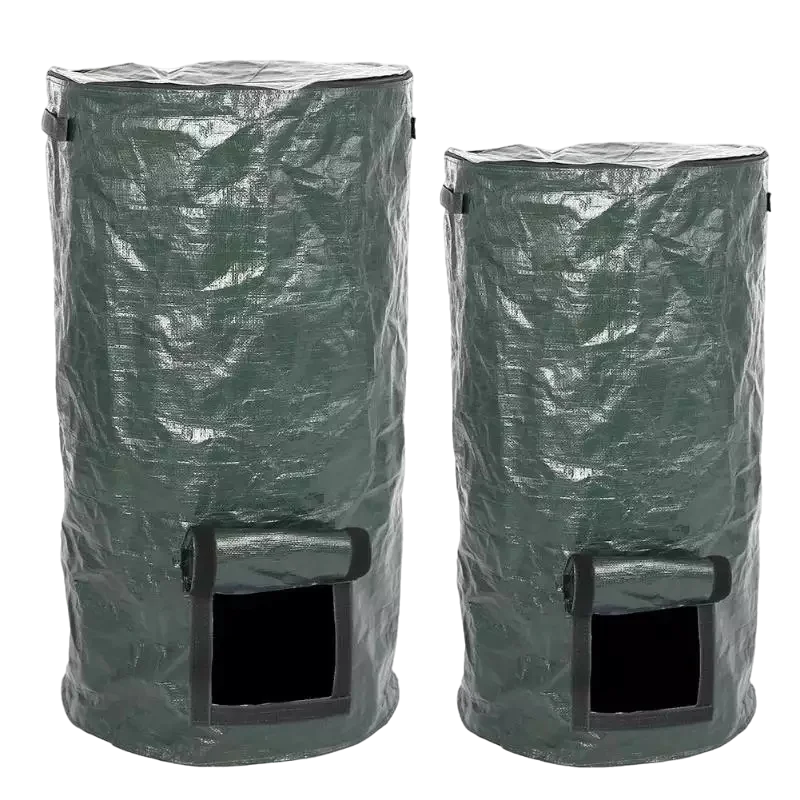 Garden Composter Eco-Friendly Bio Fermentation Bag with Zipper and Double Handles Collapsible Compost Bin Waste Bucket