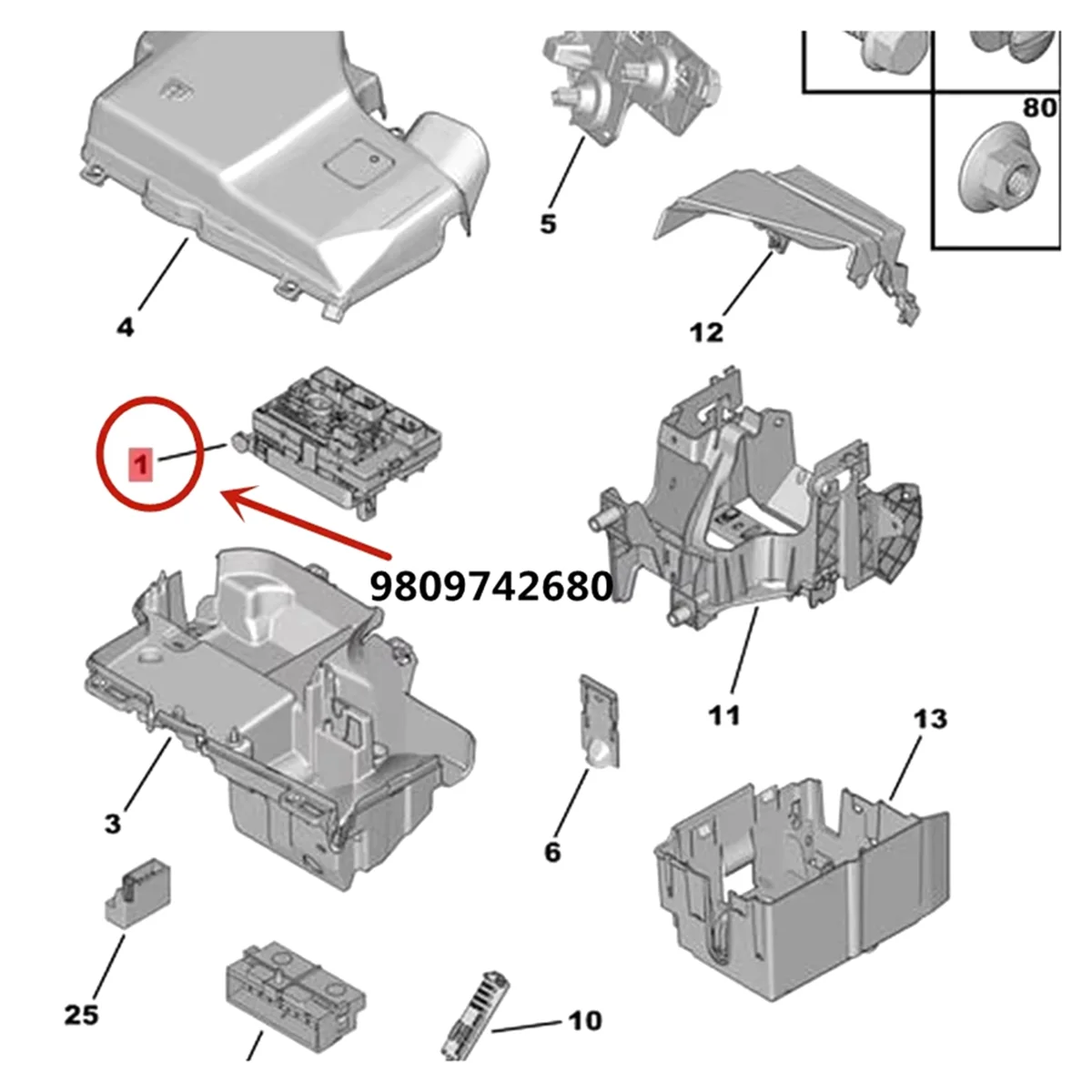 

T45C_Fuse Box Module BSM 9809742680 965859089 for Citroen C5 C4 Fuse Box Unit