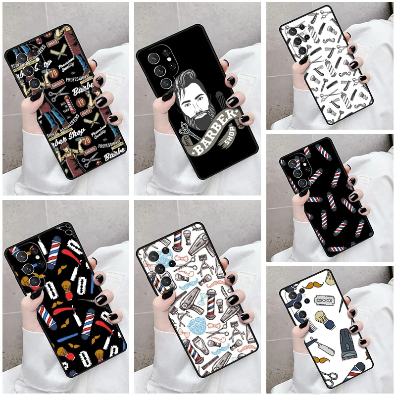 Phone Case For Samsung Galaxy S24 S23 S21fe S22 Ultra Plus Note 10 20 S8 S9 S10 Cover Barber Shop Hair Stylist Salon Bumper