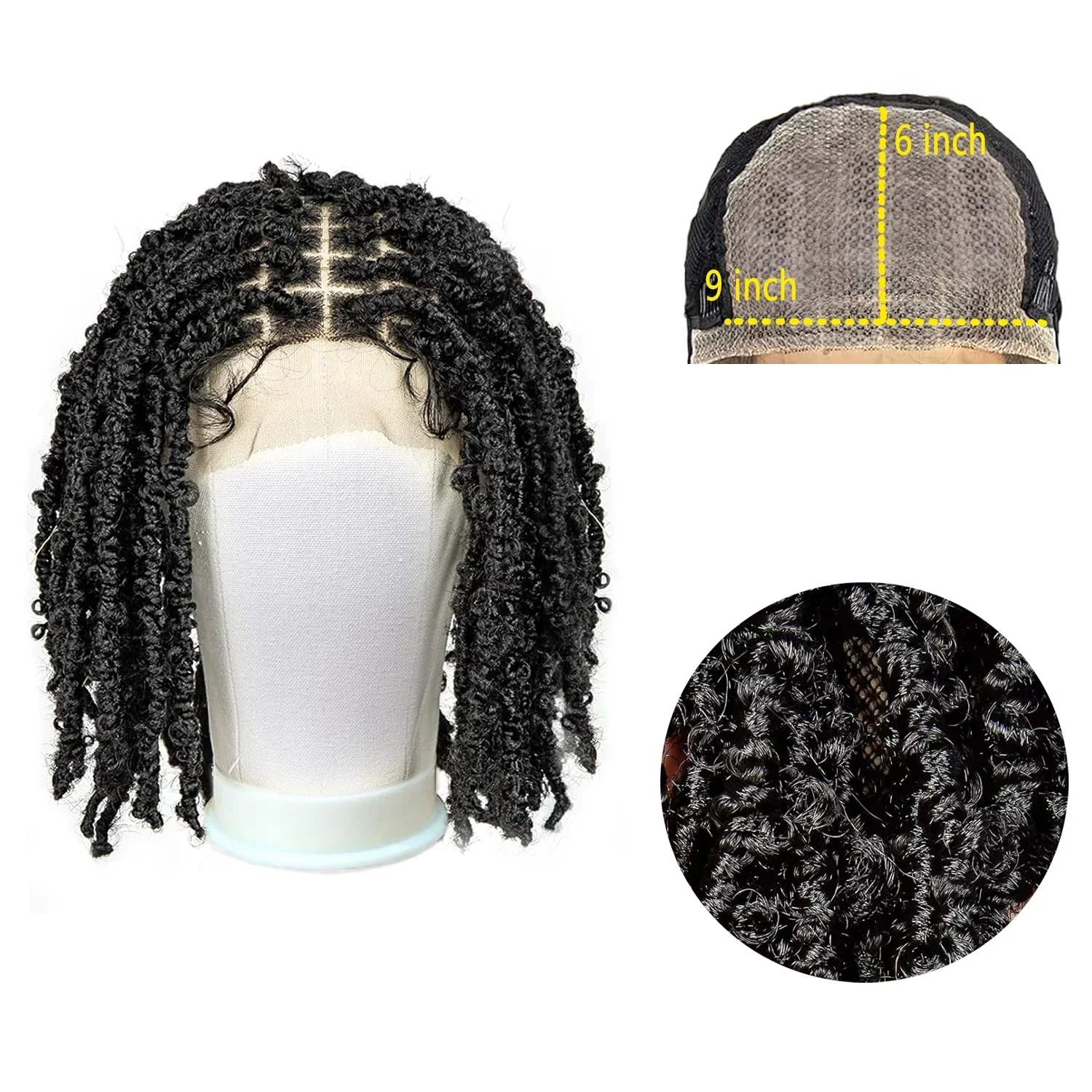 14 "Korte Knooploze Gevlochten Lace Front Synthetische Pruiken voor Vrouwen Box Braid Pruik Vlinder Bob Gevlochten Pruiken Volledig met Baby Haar