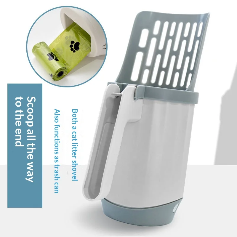 Household Lazy‑style Cat Litter Scooper,Built‑in Waste Container,Non‑slip Ergonomic Handle,Large Sieve Opening,Pet Waste Quick Collection Tool for Indoor Pet Keepers cat litter scoop