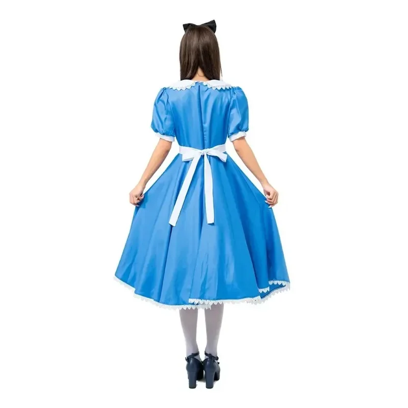 

☎UWAWA Wonderland Alice Costume for Adult Women Blue Dress Plus Size XXL Maid Cosplay Outfit Halloween Party☎