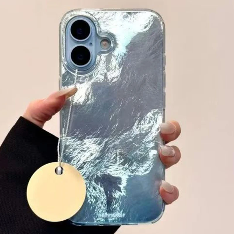 INS Style Blue Blending Print Phone Case For iPhone 17 Cases iPhone 16 Pro Max 15 14 13 12 11 XS X XR 7 8 Plus 16E 17 Air Cover